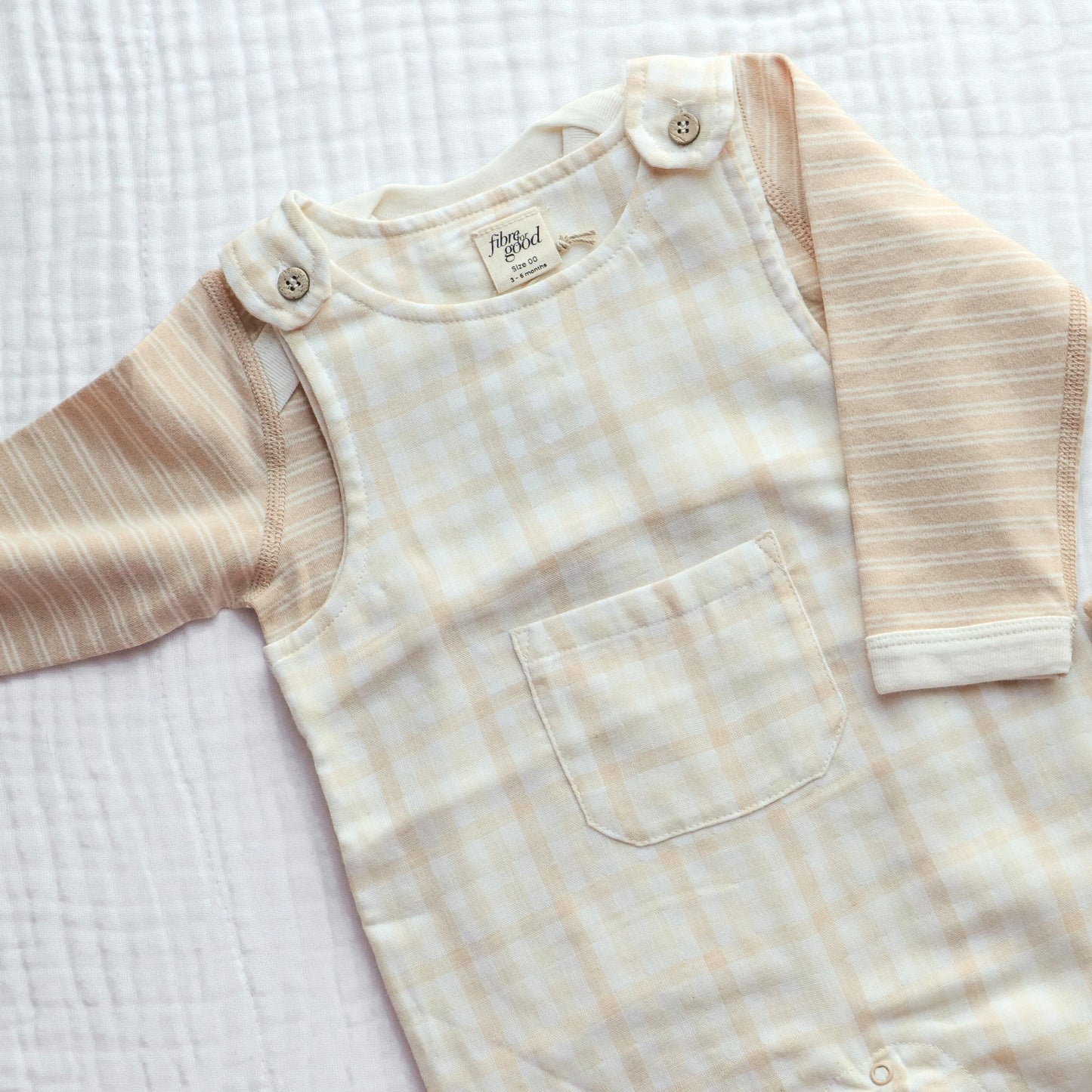 Undyed organic cotton double stripe Bodysuit