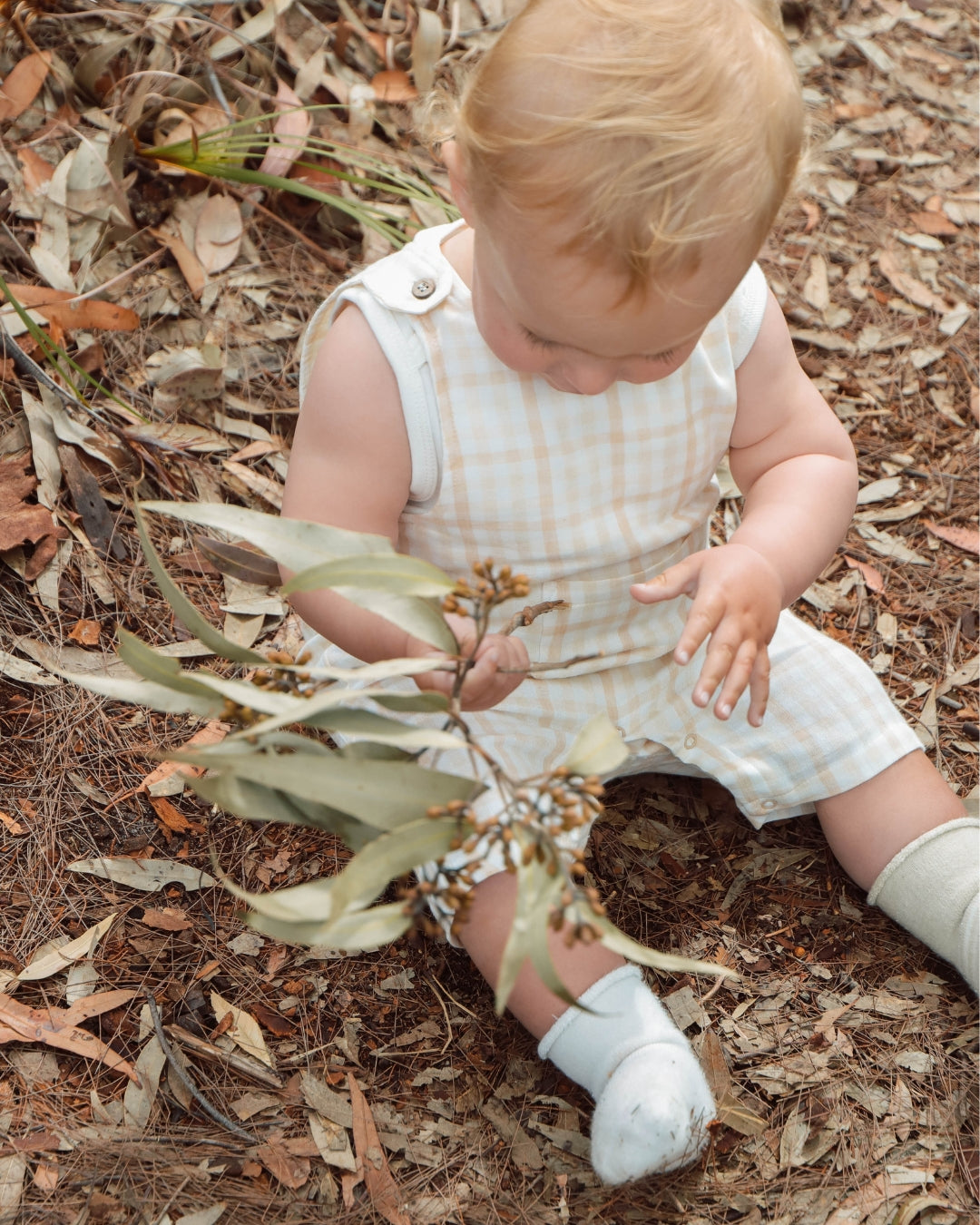 Organic Cotton Gingham Sleeveless Baby Overall