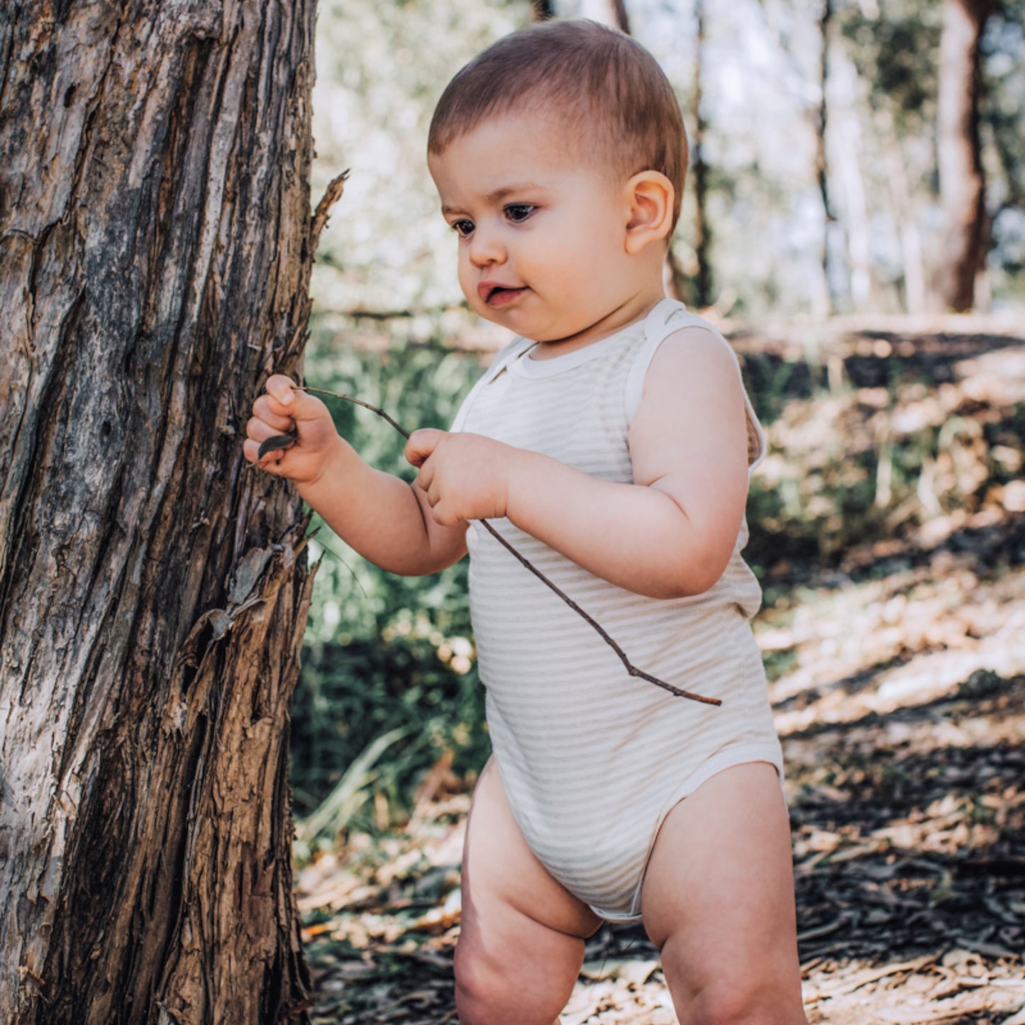 Organic Cotton Jersey Stripe Sleeveless Bodysuit