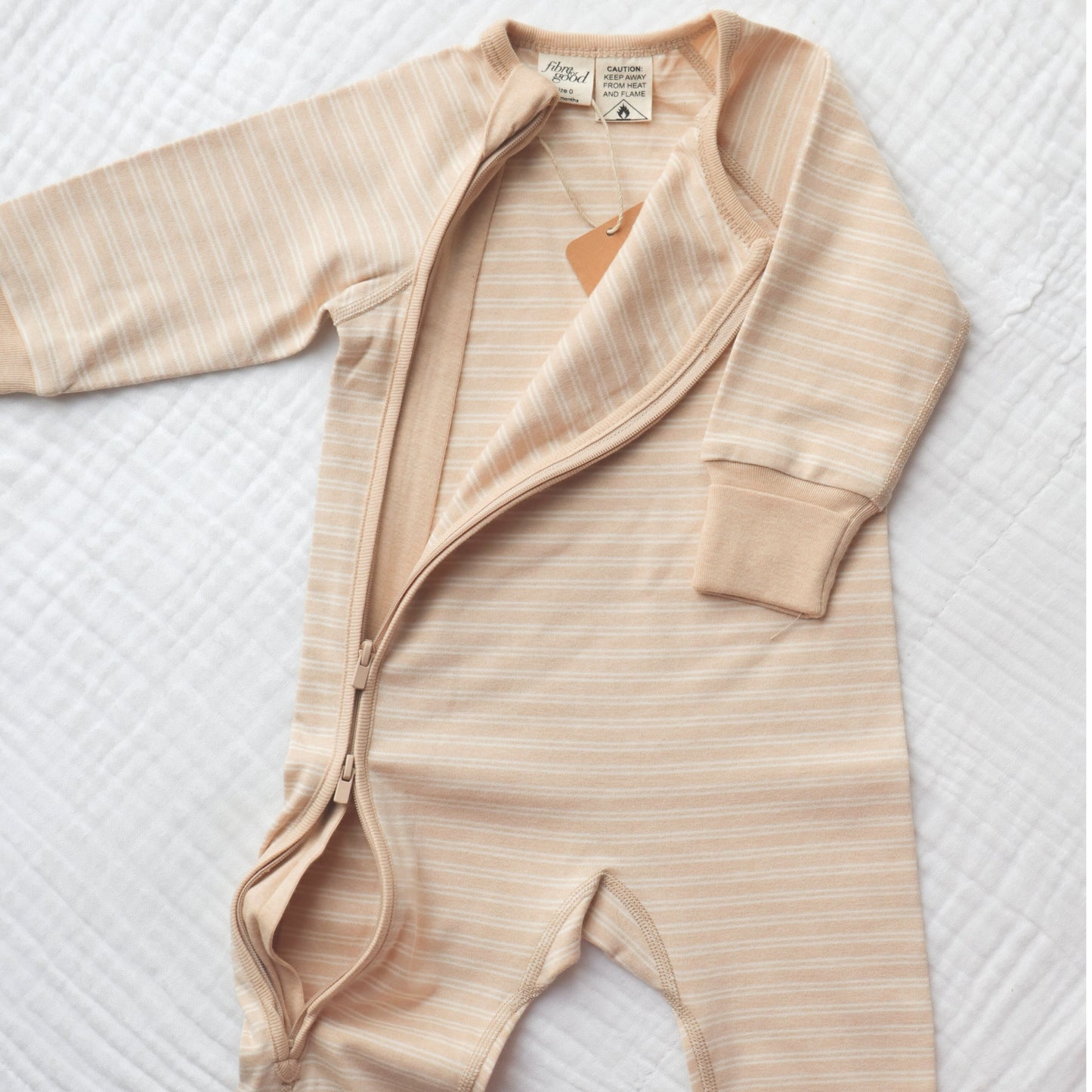 Undyed organic cotton double stripe romper