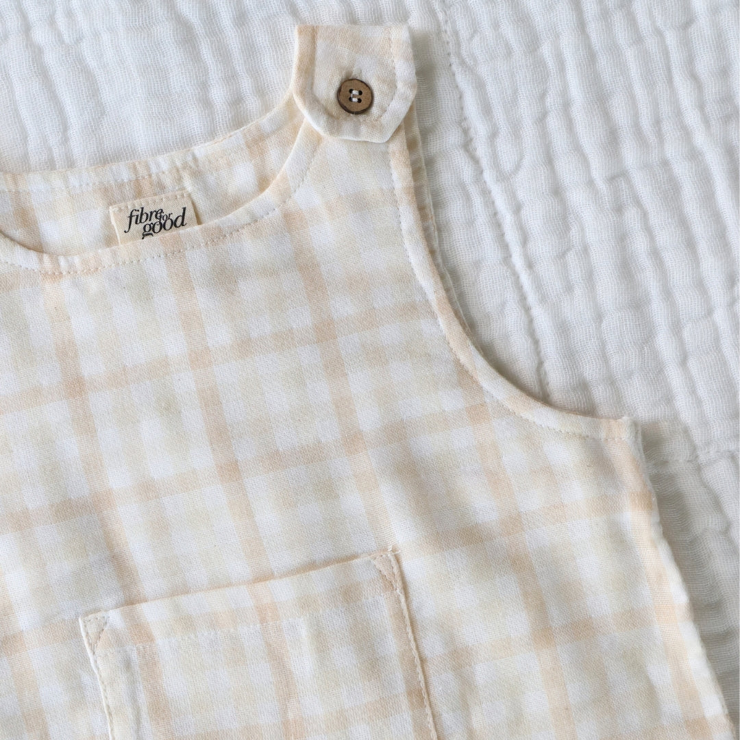 Organic Cotton Gingham Sleeveless Baby Overall