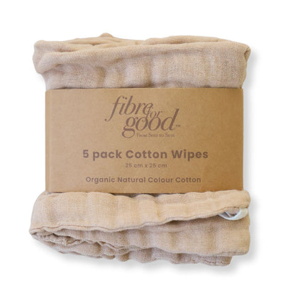 Undyed organic cotton reusable wipes 5 pack