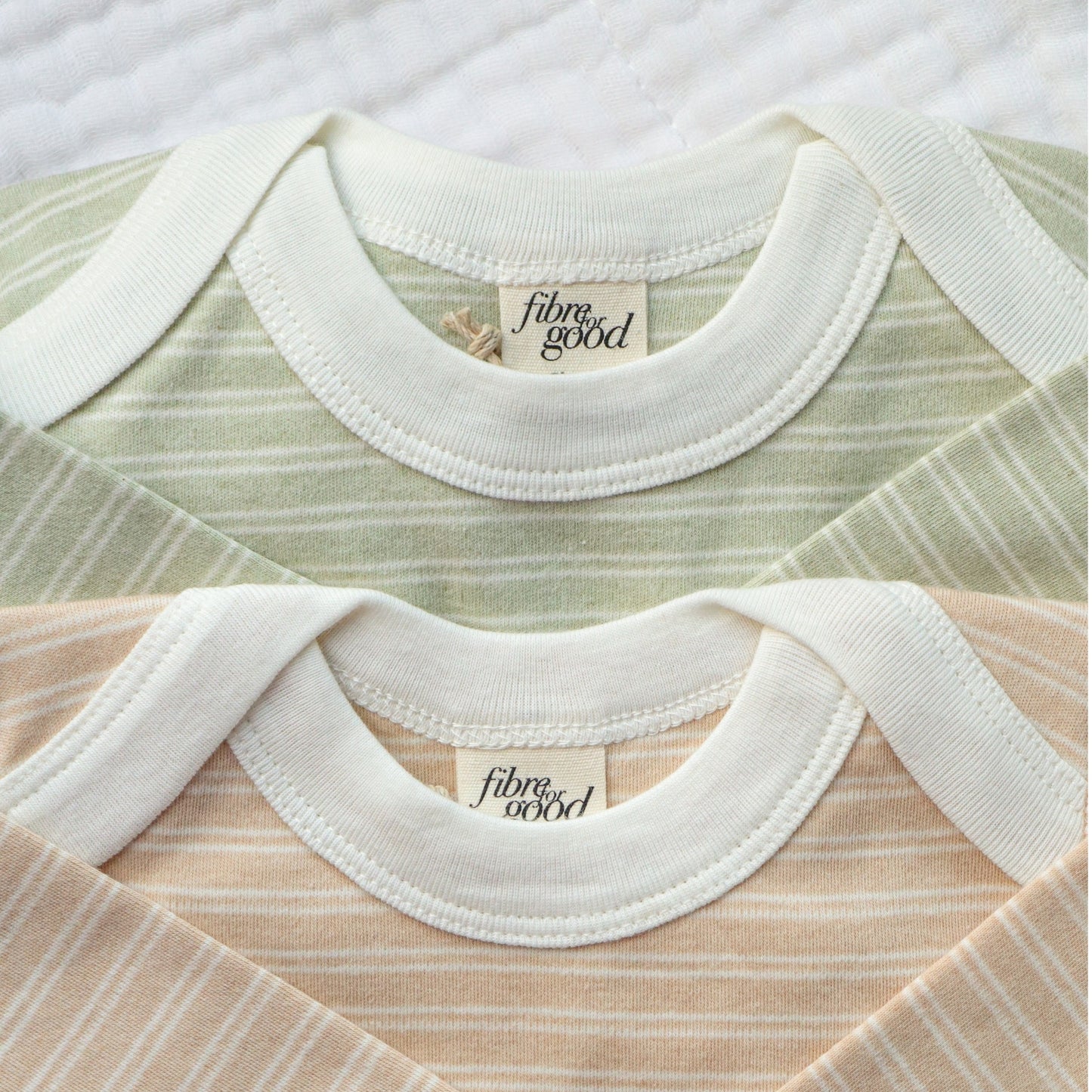 Undyed organic cotton double stripe Bodysuit