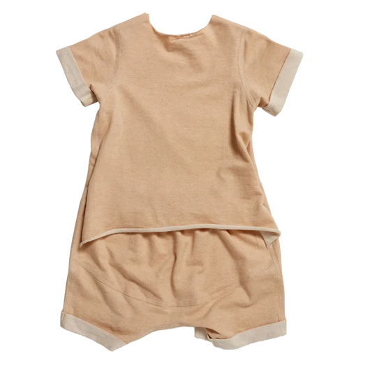 Baby Short Sleeve Rompeezi, Wheat colour