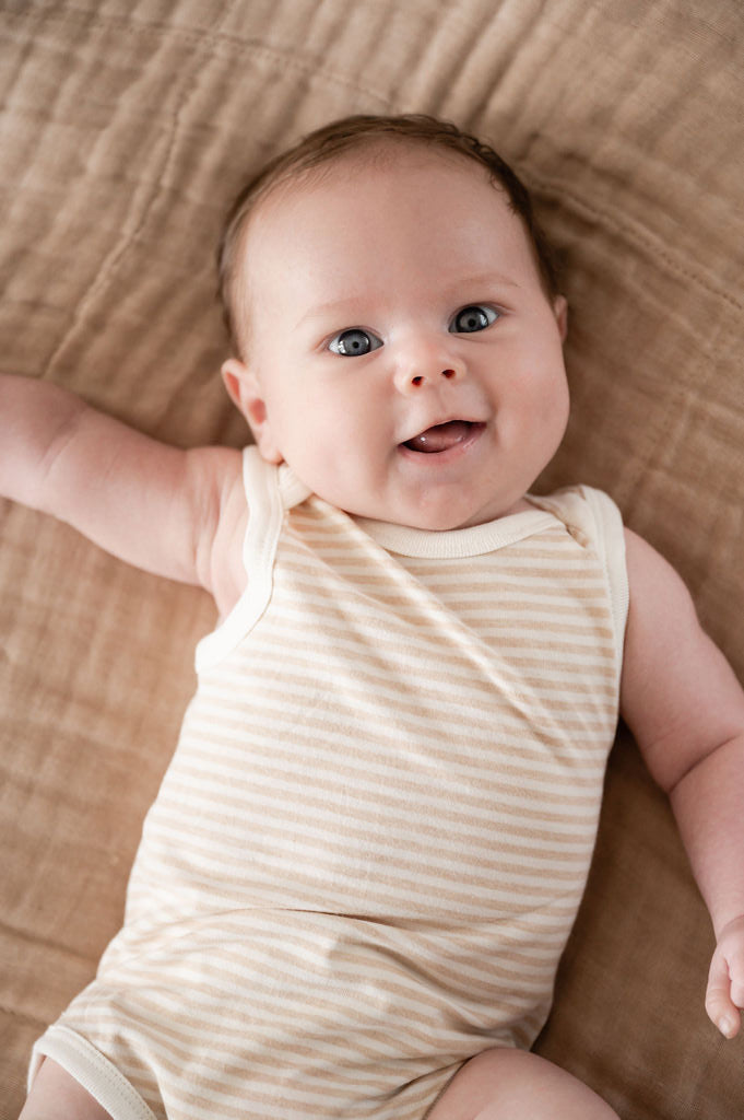 Organic Cotton Jersey Stripe Sleeveless Bodysuit