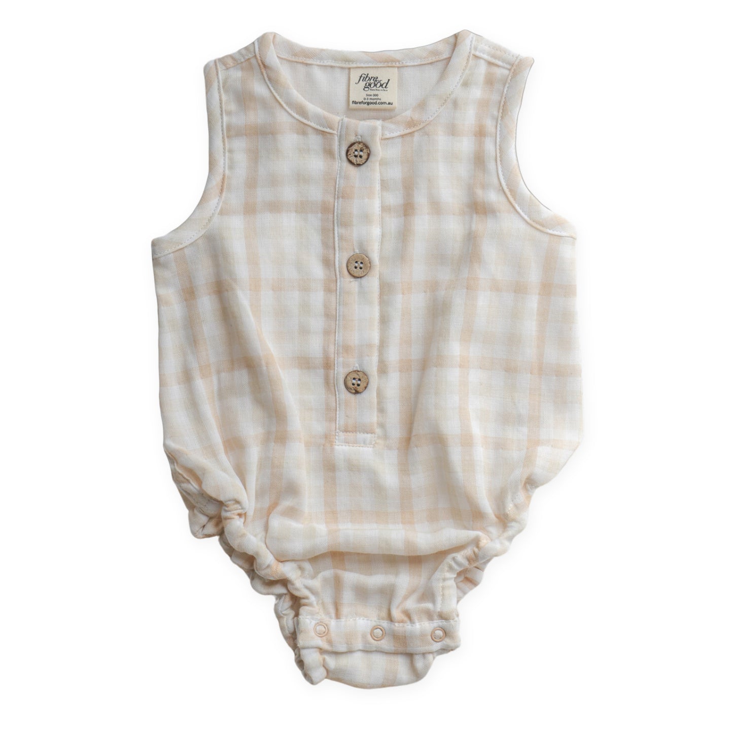 Organic Cotton Sleeveless Bodysuit (Gingham Check)