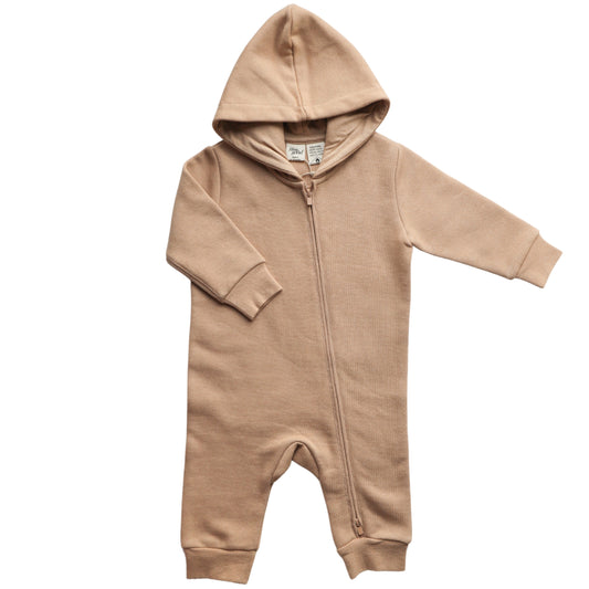 Undyed organic cotton fleece romper