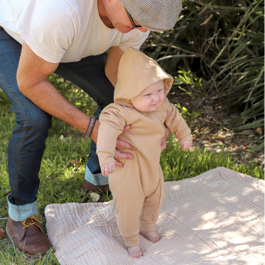 Organic zip up everyday playsuit - Undyed