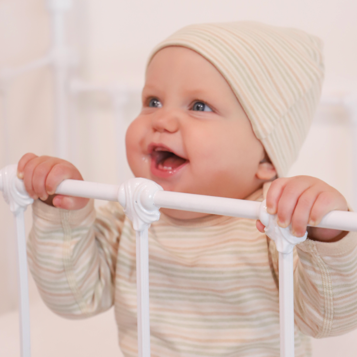 Organic Cotton Stripe Baby Beanie
