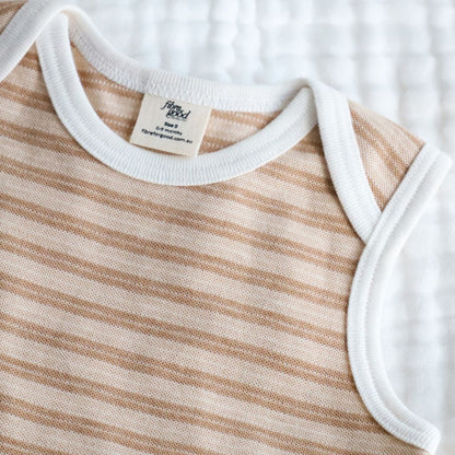 Undyed Organic Cotton stripe Sleeveless Bodysuit
