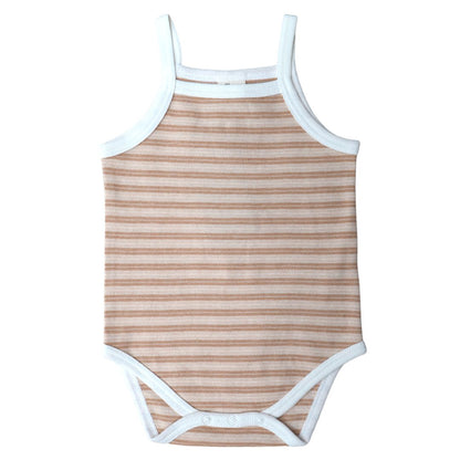 Undyed organic cotton Striped Singlet Sleeveless Bodysuit