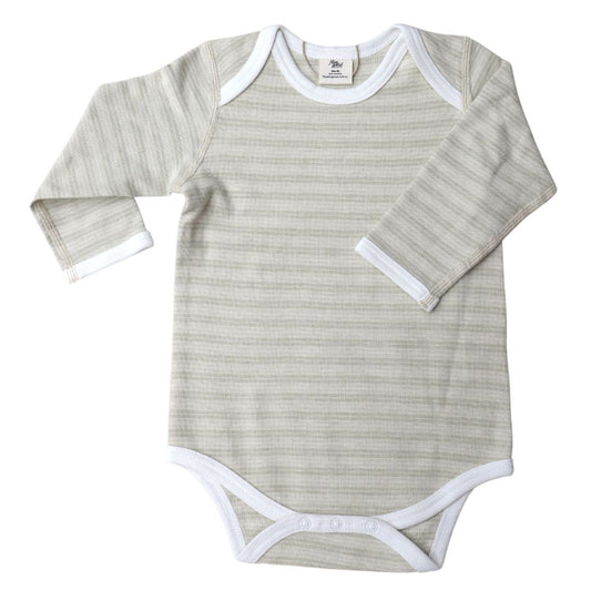 Organic Cotton Long Sleeve Bodysuit (Pique Stripe)