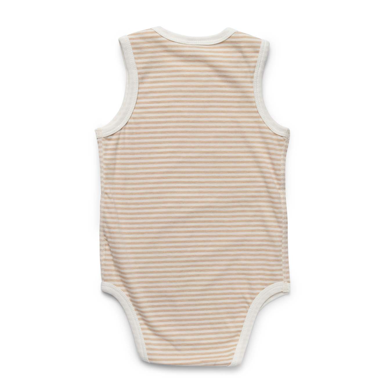Back view of Striped sleeveless bodysuit, Brown/Nat stripes