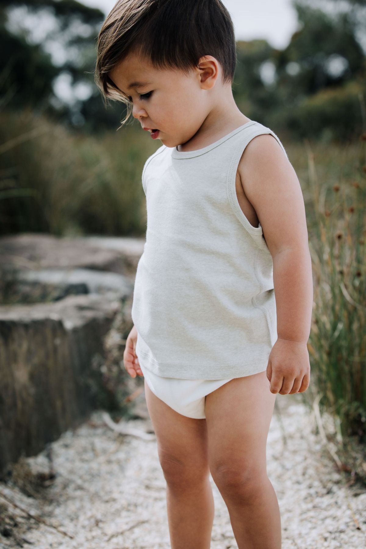 Baby in Sage Singlet & Bloomer