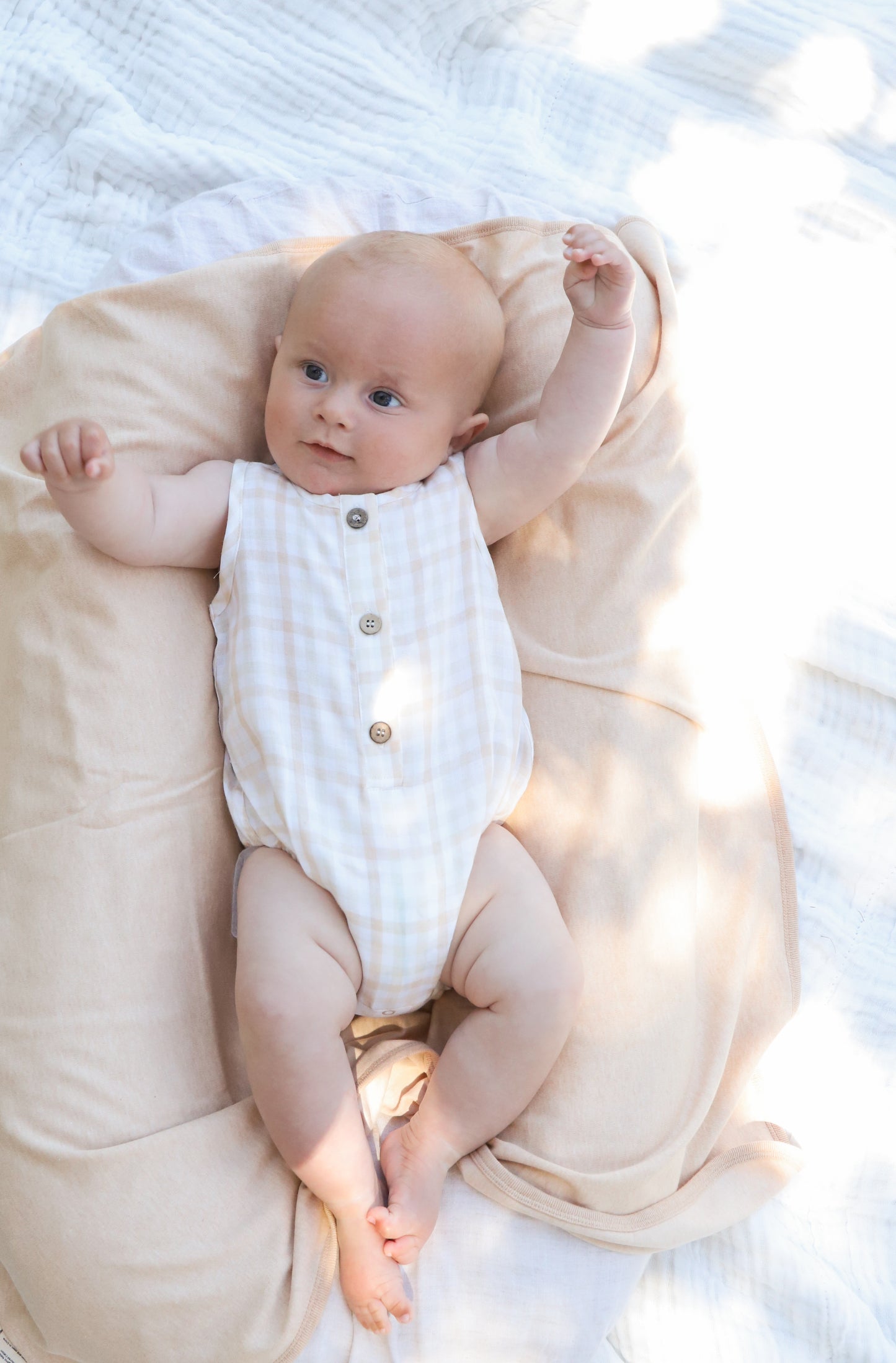 Organic Cotton Sleeveless Bodysuit (Gingham Check)