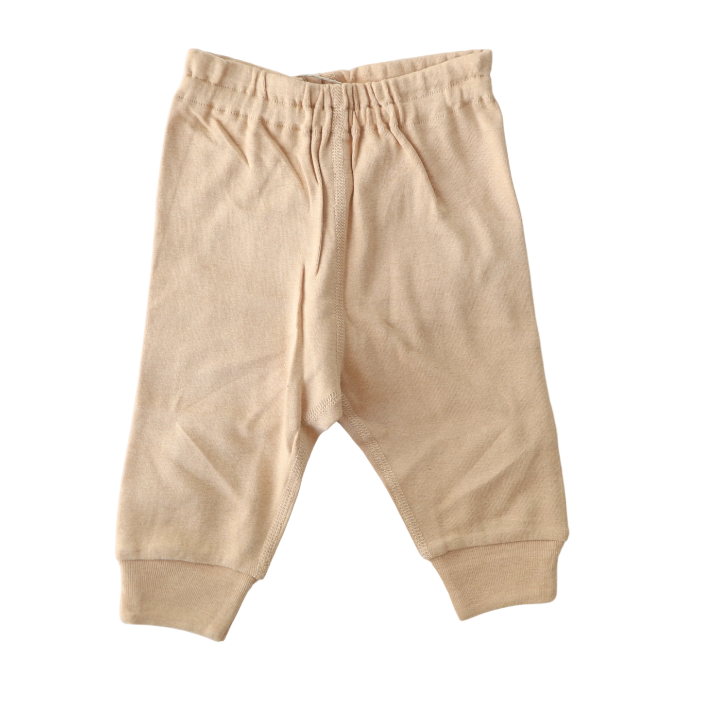 Beige baby pants on a white background