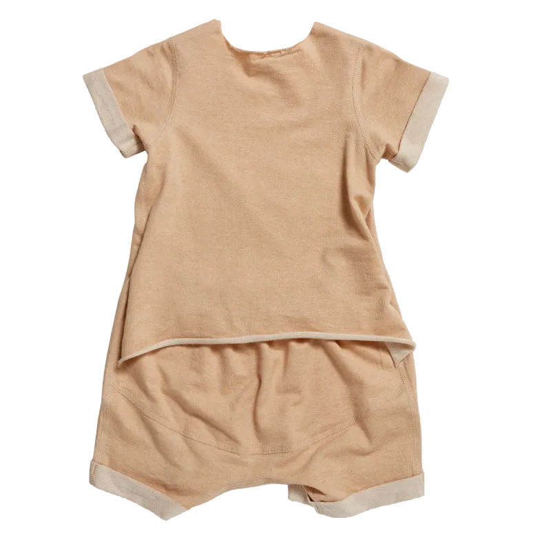 Baby Short Sleeve Rompeezi, Wheat colour