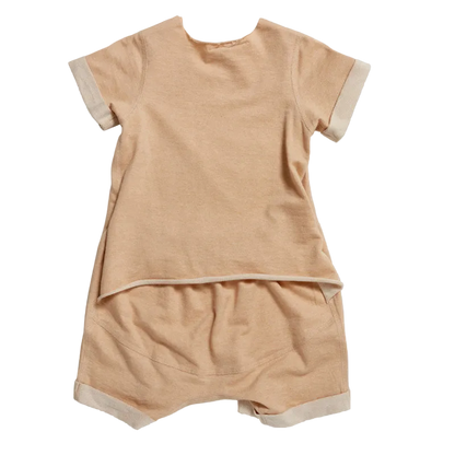 Baby Short Sleeve Rompeezi, Wheat colour