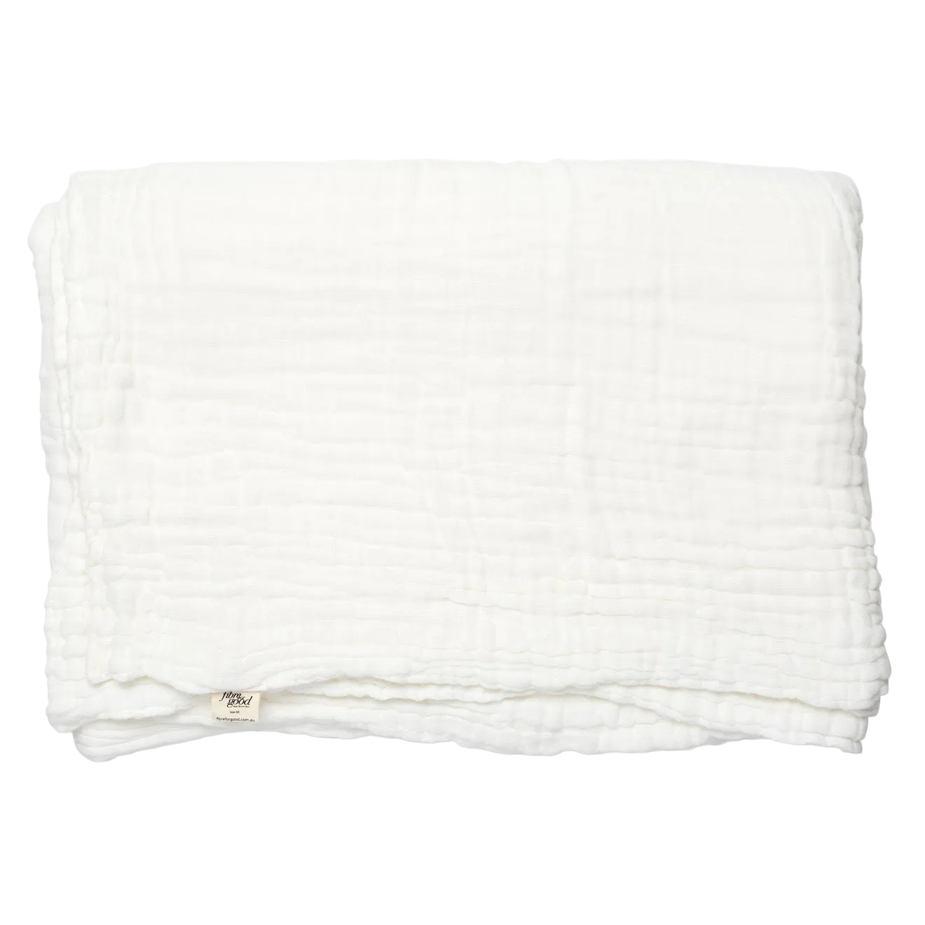 White folded muslin blanket on a white background