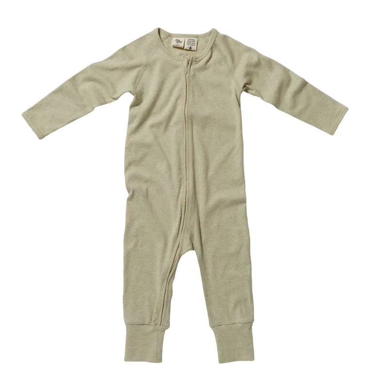 Baby Long Sleeve Zip Romper, Sage colour