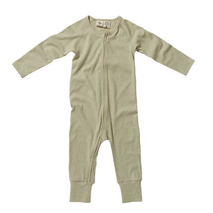 Baby Long Sleeve Zip Romper, Sage colour