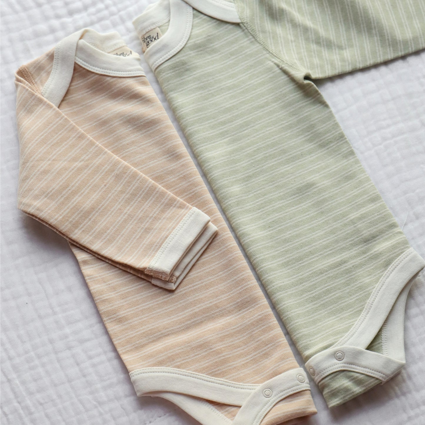 Long sleeve bodysuit Natural colour cotton detail brown & green 