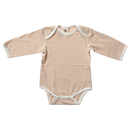 Baby Long Sleeve Body Suit, Brown Stripes