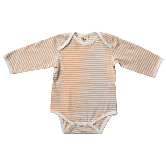Baby Long Sleeve Body Suit, Brown Stripes