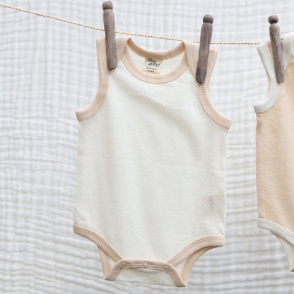 Organic Sleeveless Bodysuit - White Details 