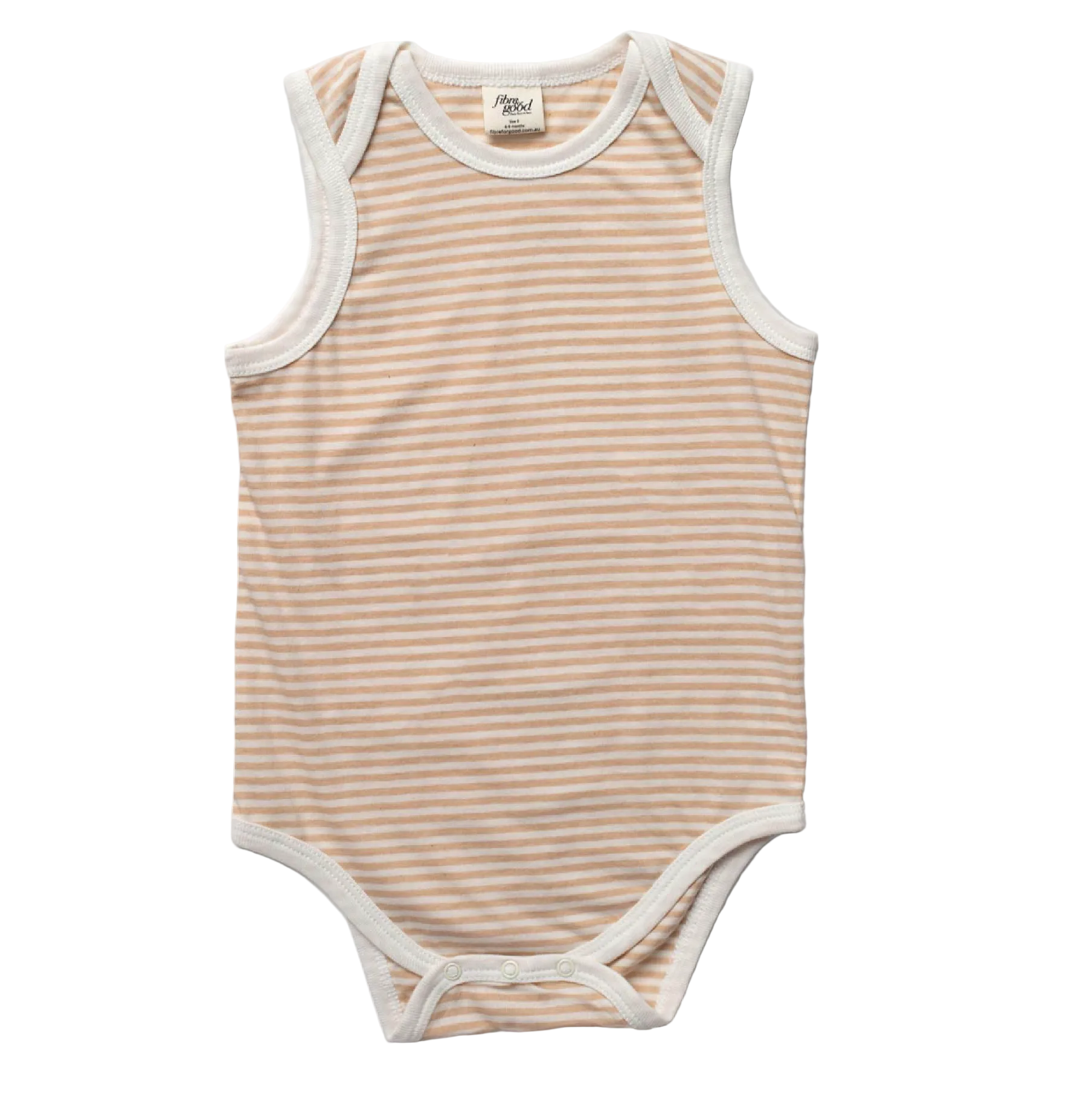 Organic Stripe sleeveless bodysuit - Undyed 