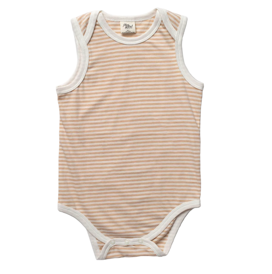 Organic Stripe sleeveless bodysuit - Undyed 