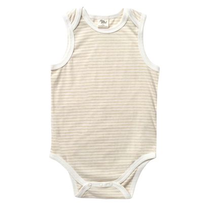 Organic Stripe sleeveless bodysuit - Undyed 