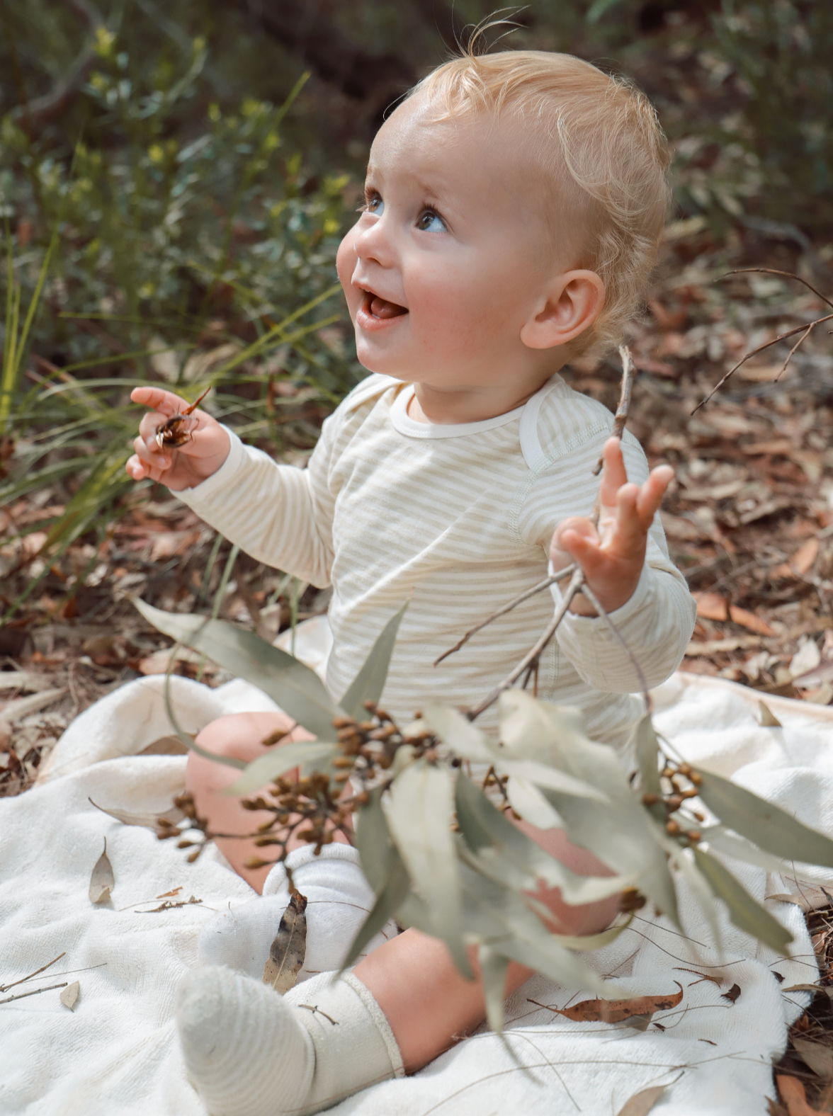 Organic cotton stripe long sleeve bodysuit 