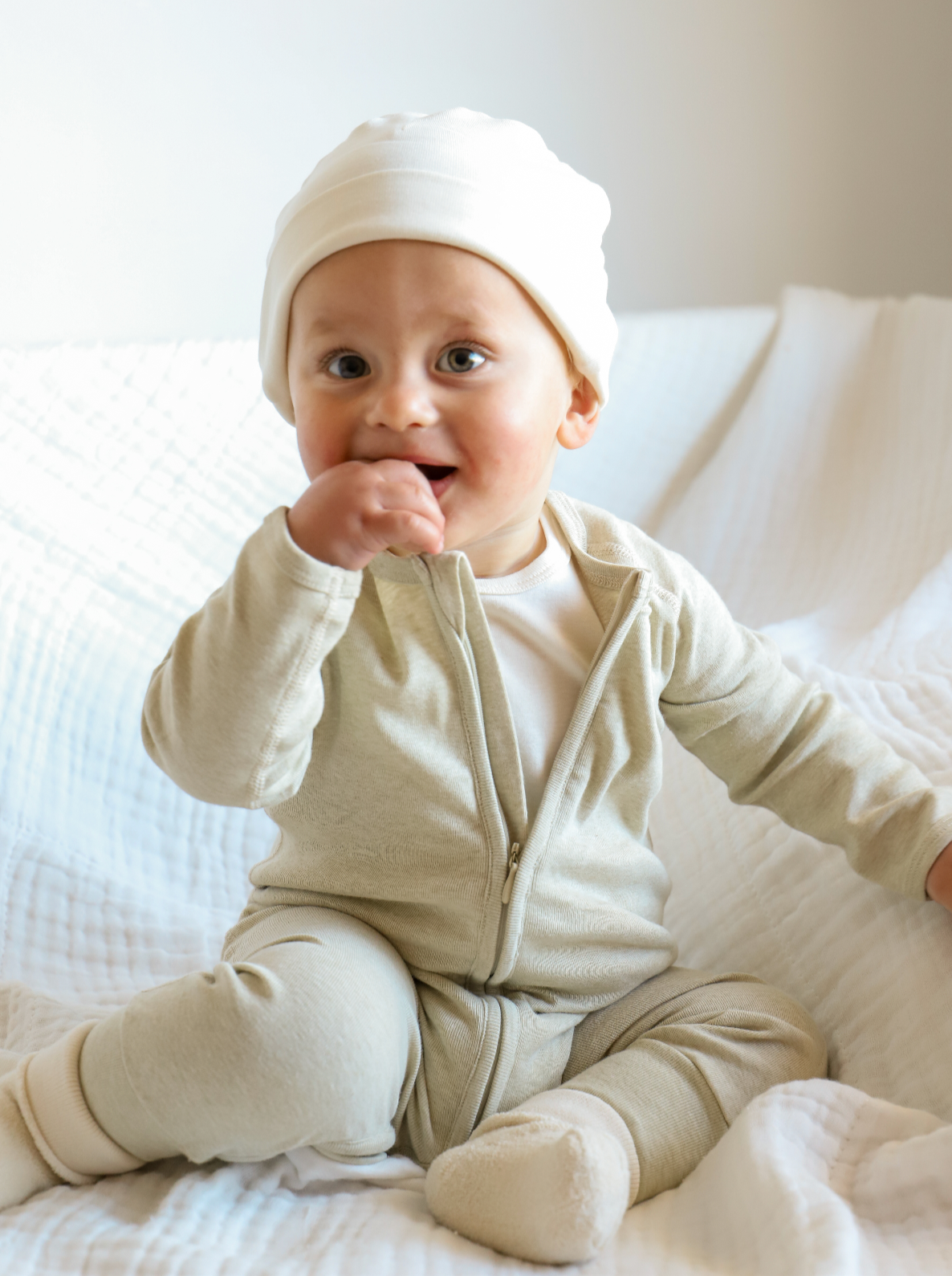 Organic Cotton romper undyed  natural green 