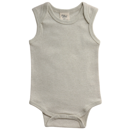 sage green baby bodysuit on a white background. Organic cotton. Undyed