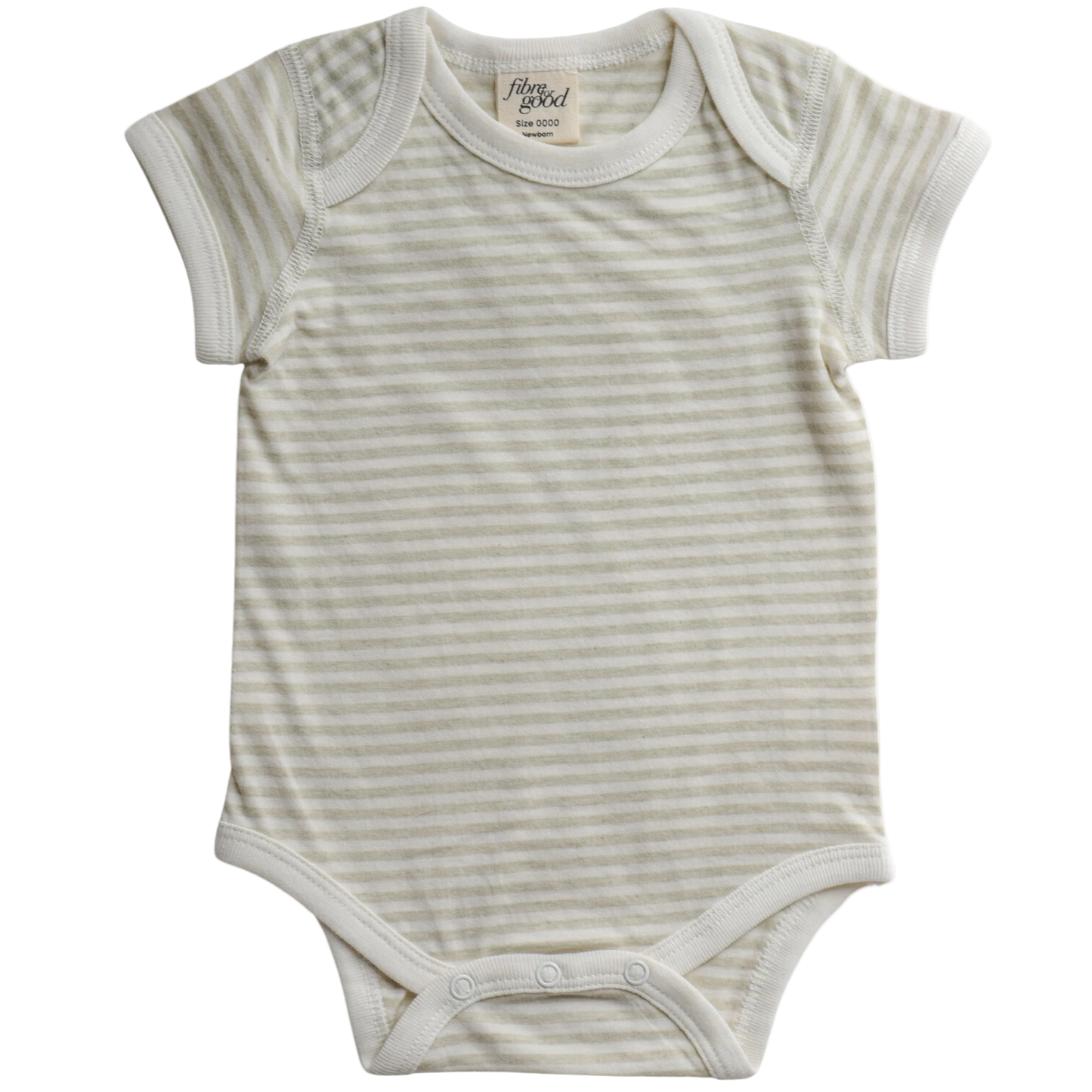 Striped baby onesie on a white background