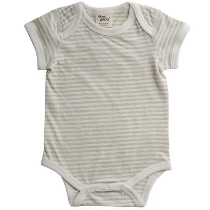 Striped baby onesie on a white background