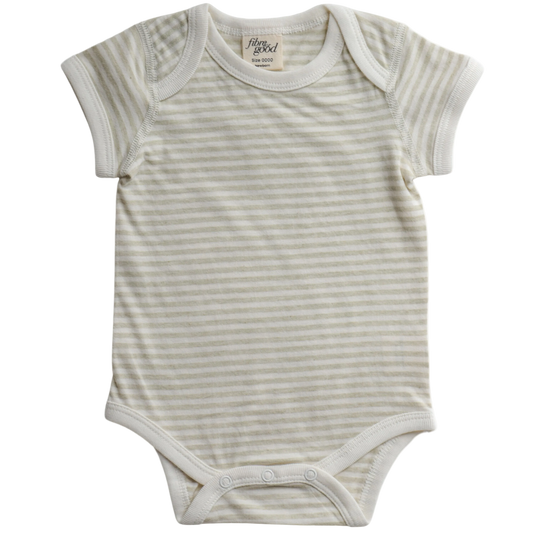 Striped baby onesie on a white background