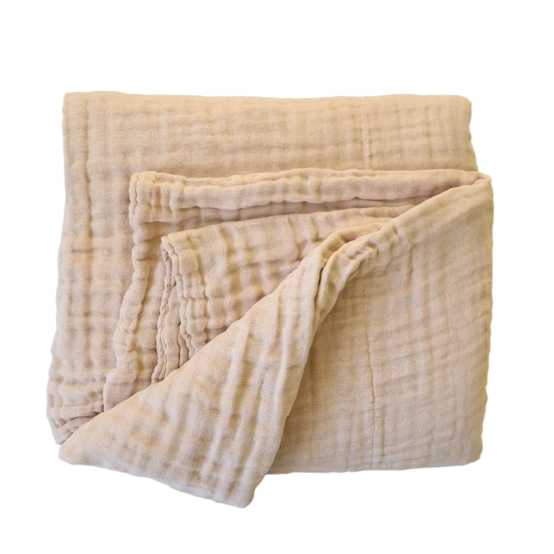 brown muslin blanket soft baby swaddle