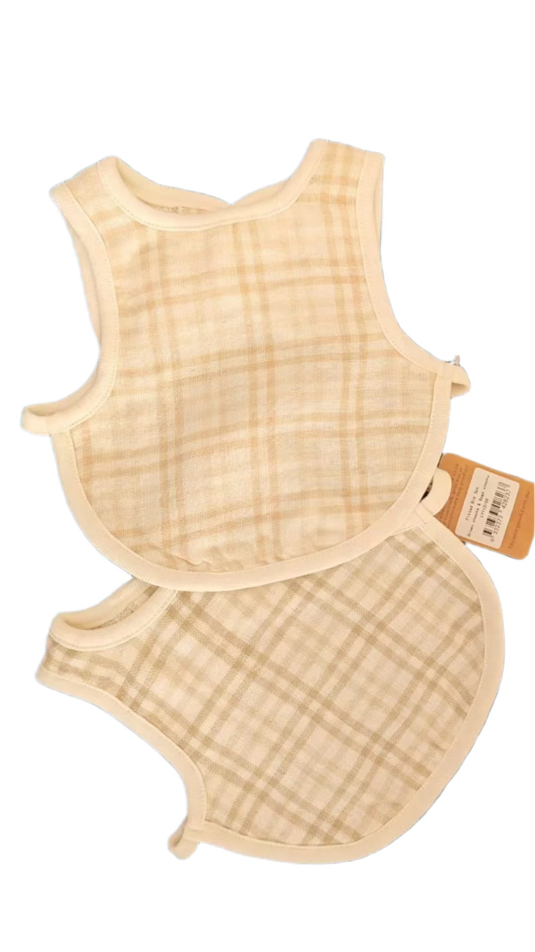 Undyed Cotton Fitted Bib with Jacquard checks pattern-Front