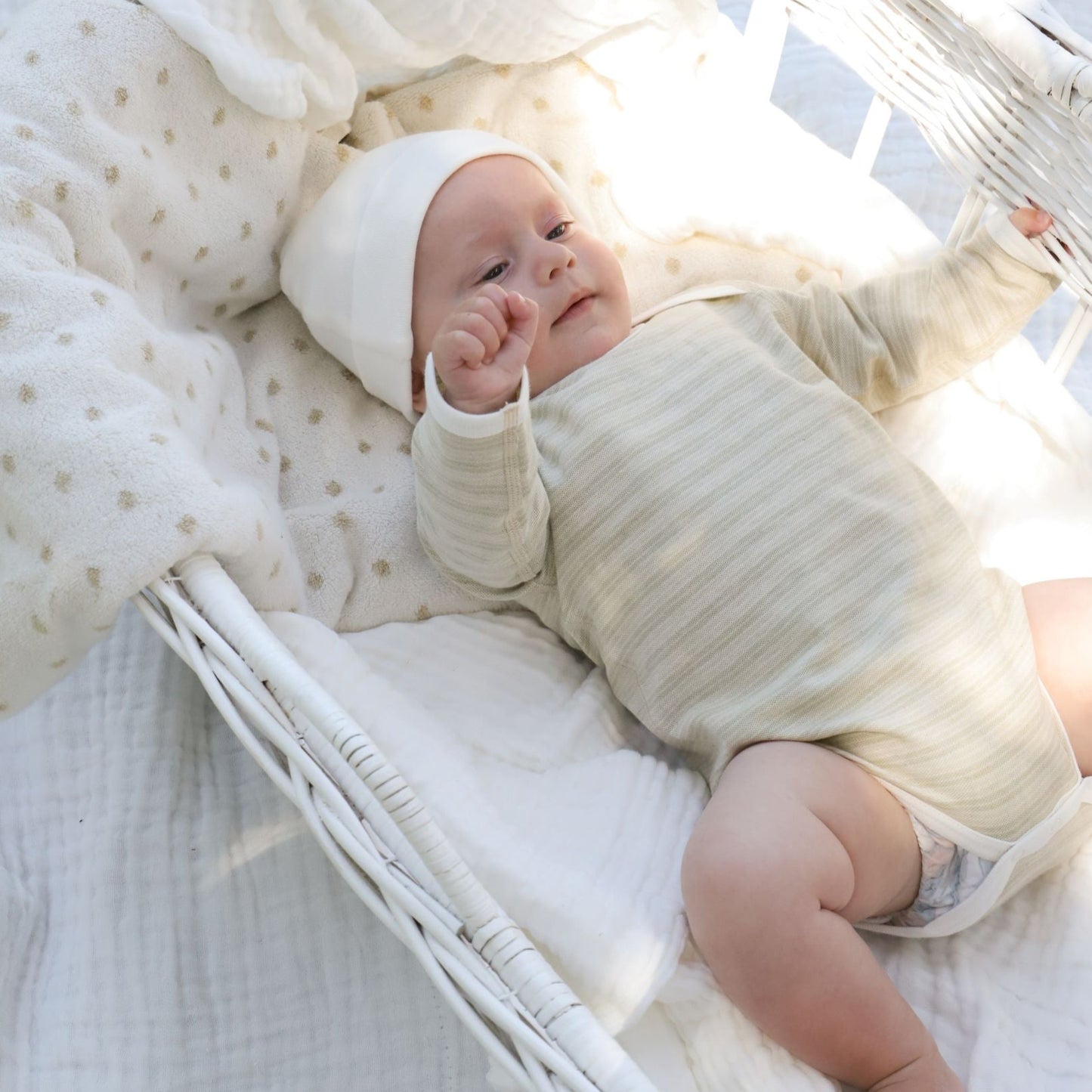Baby in Long sleeve boysuit-Pique stripes
