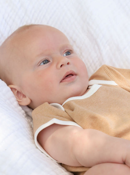 Organic Short Sleeve Bodysuit -  with Contrast bind 