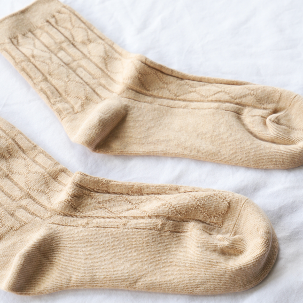 Light brown cable knit sock