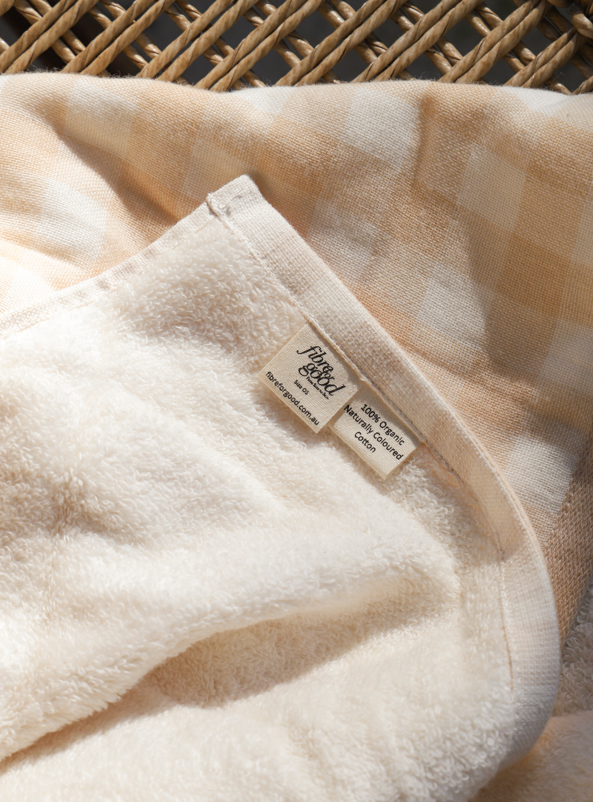 checks Bath towel, Natural terry towel one side  &  Brown checks voile other side