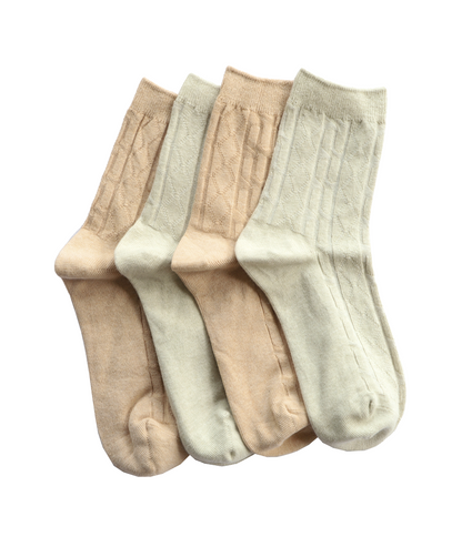 2 pairs cable knit sock -Sage & Light Brown 